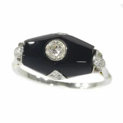 Bague Art Déco diamant et onyx