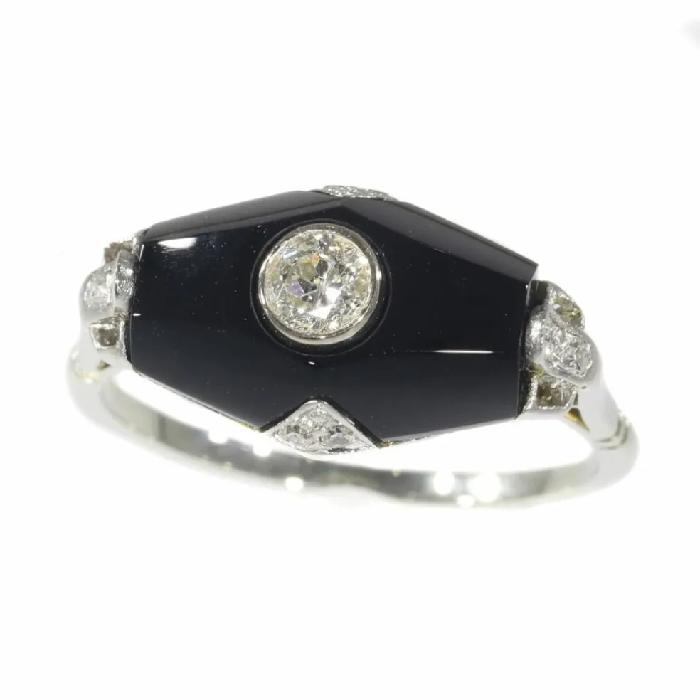 Bague Art Déco diamant et onyx