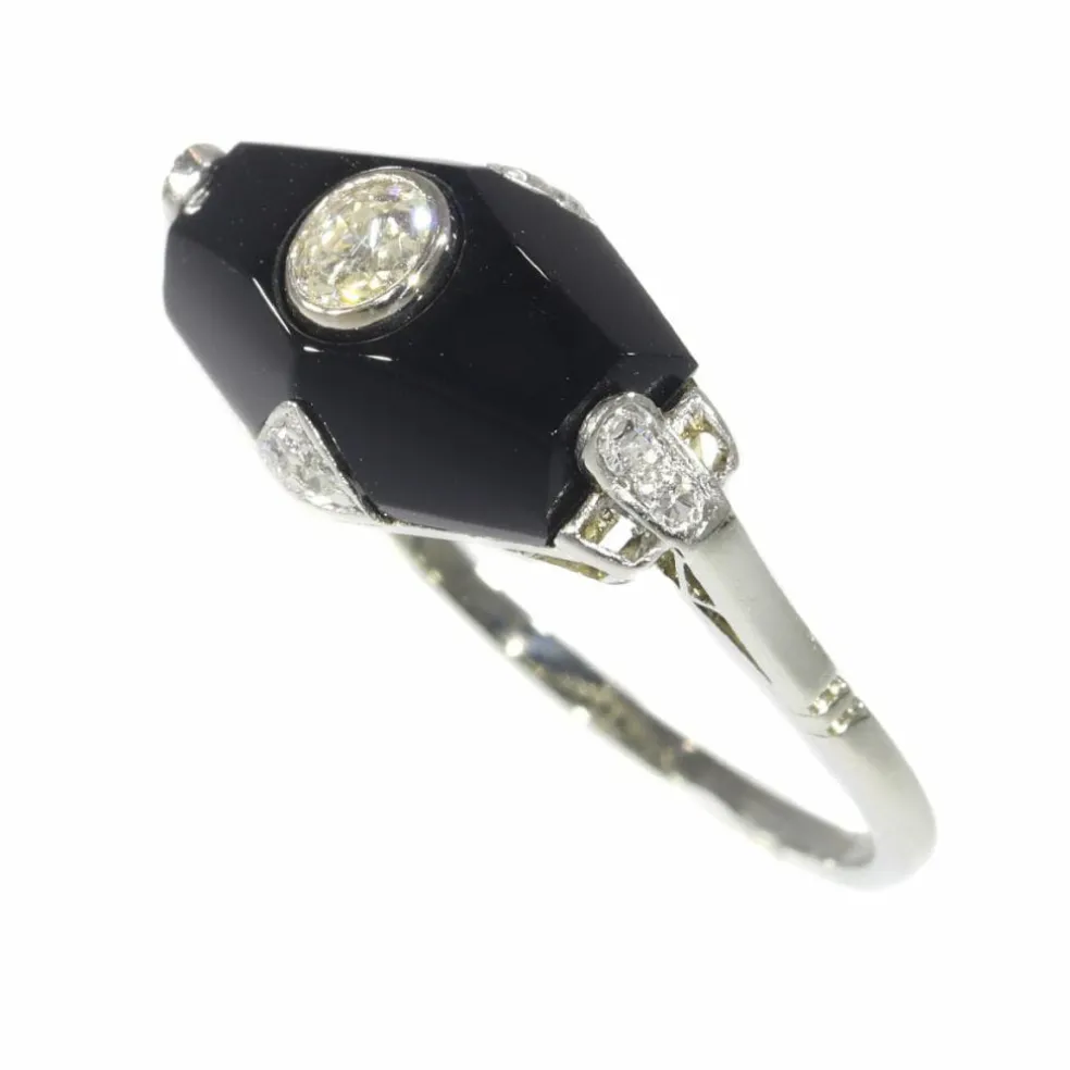 Bague Art Déco diamant et onyx