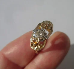 Bague Art Déco diamant or bicolore