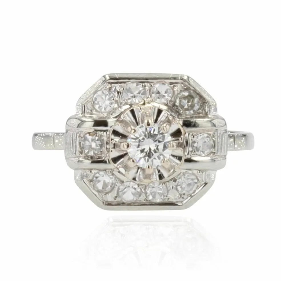 Bague art déco diamants