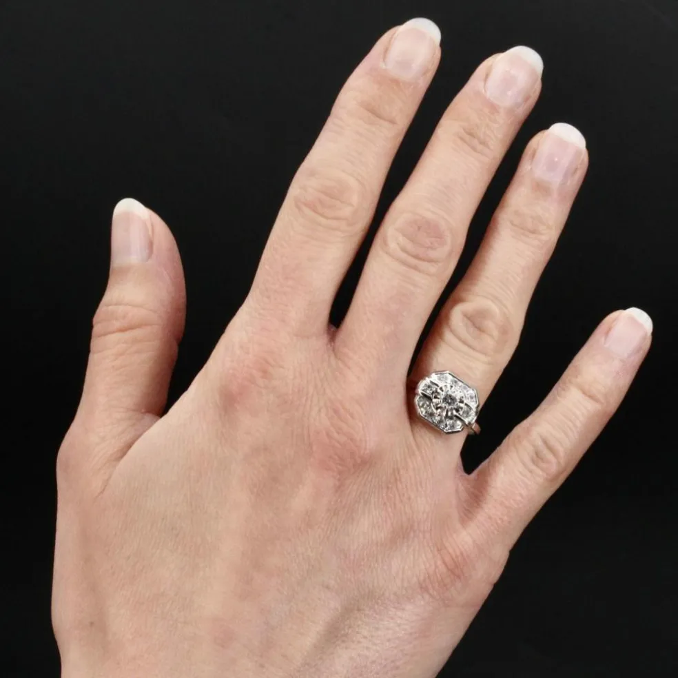 Bague art déco diamants
