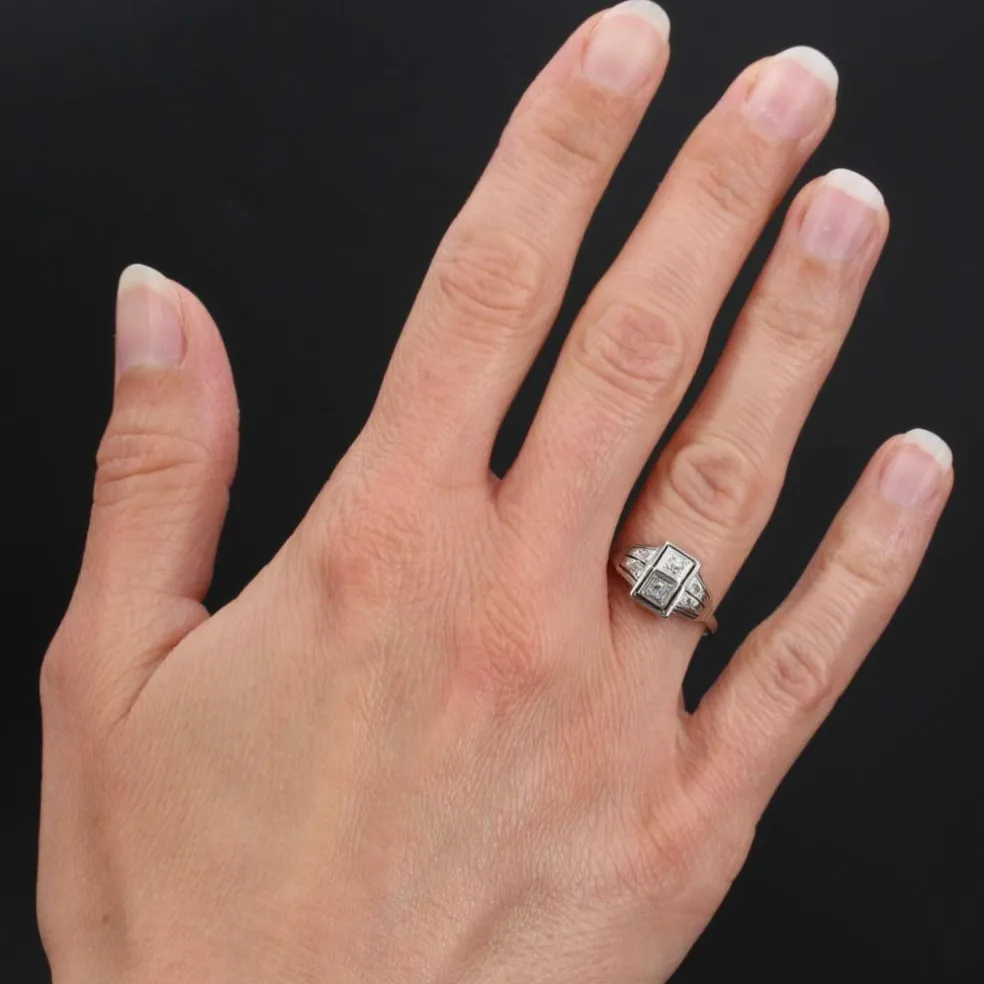 Bague art déco diamants