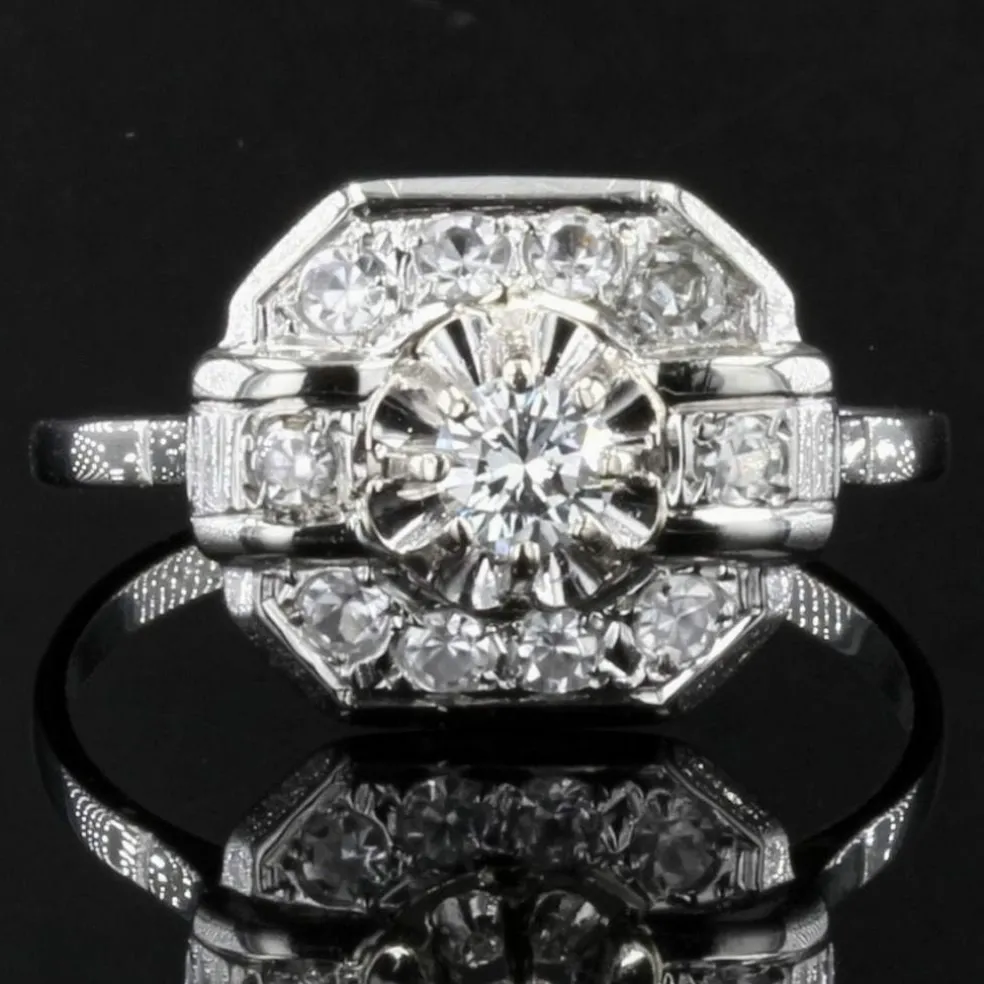 Bague art déco diamants