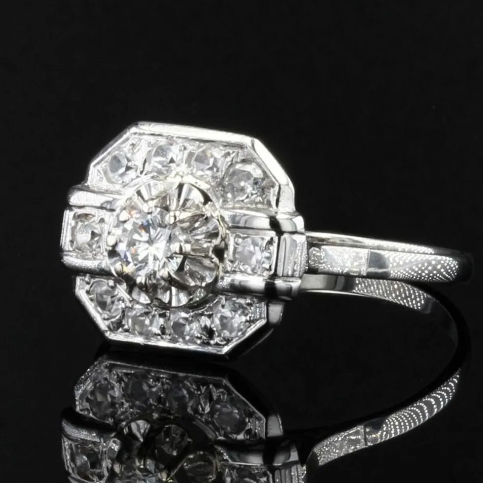 Bague art déco diamants
