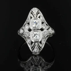 Bague art déco diamants ajourée