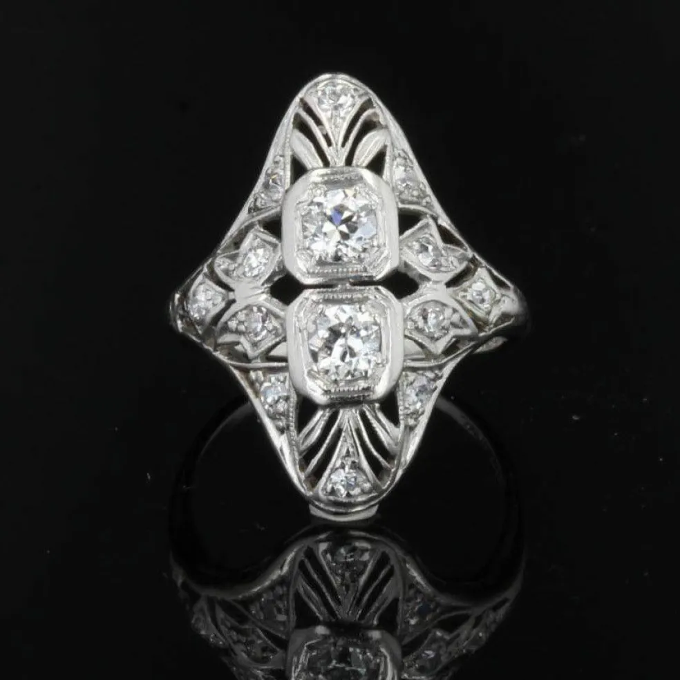 Bague art déco diamants ajourée