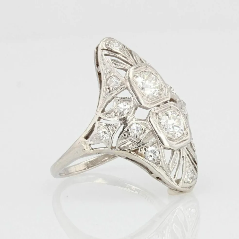 Bague art déco diamants ajourée
