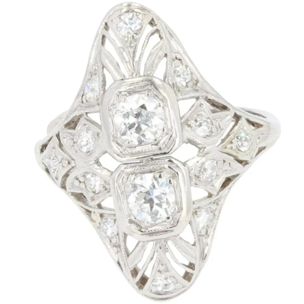 Bague art déco diamants ajourée