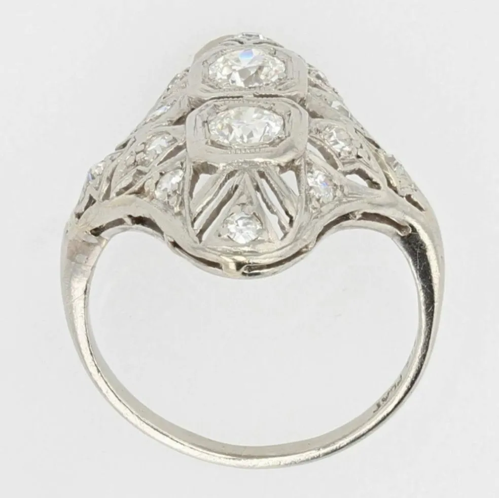 Bague art déco diamants ajourée