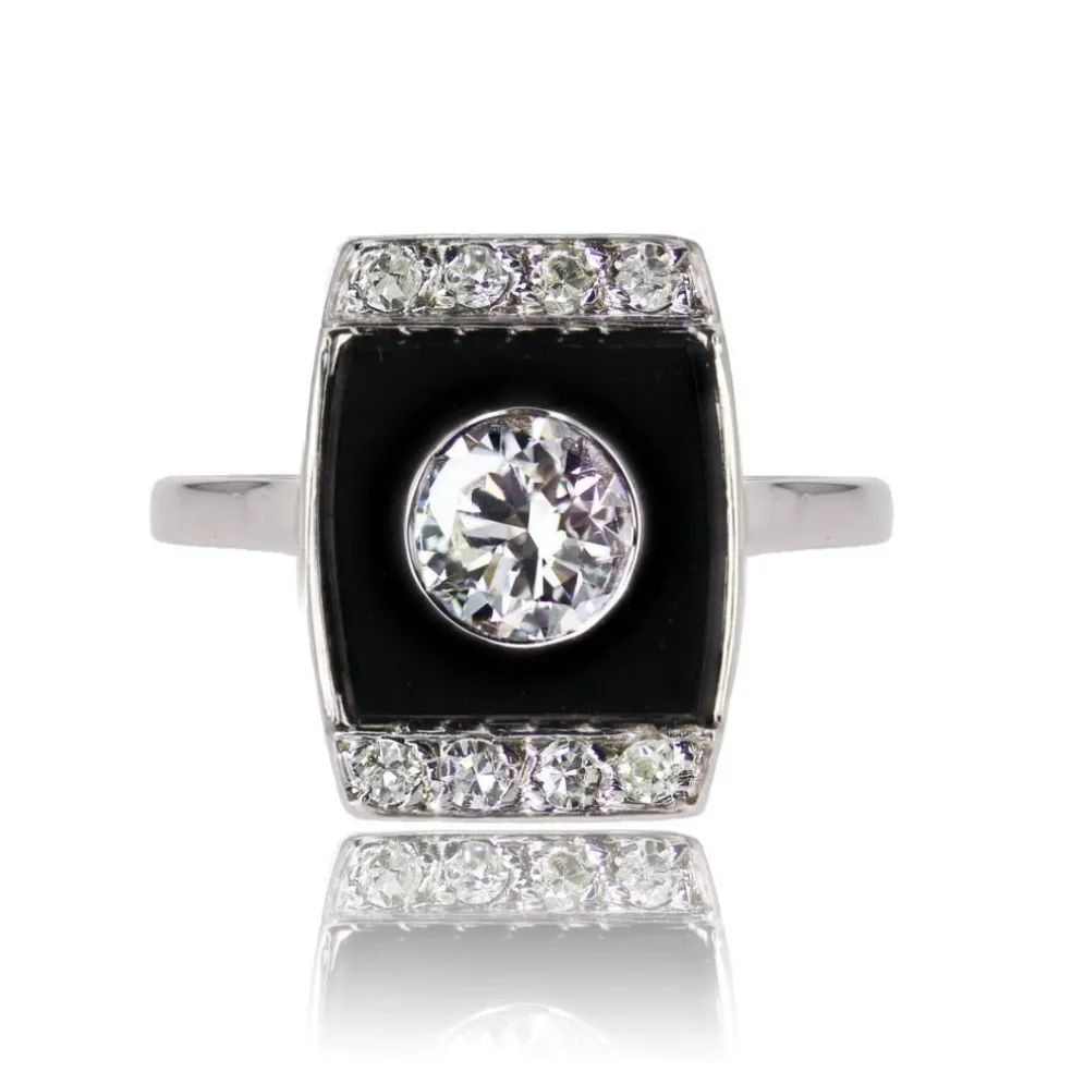 Bague Art Déco diamants et onyx