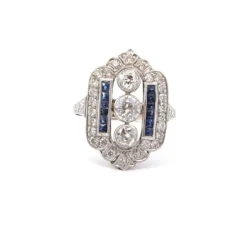 Bague art déco diamants et saphirs
