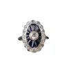 Bague Art Déco Diamants et Saphirs calibrés, Or