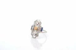 Bague art déco diamants et saphir en or 18k