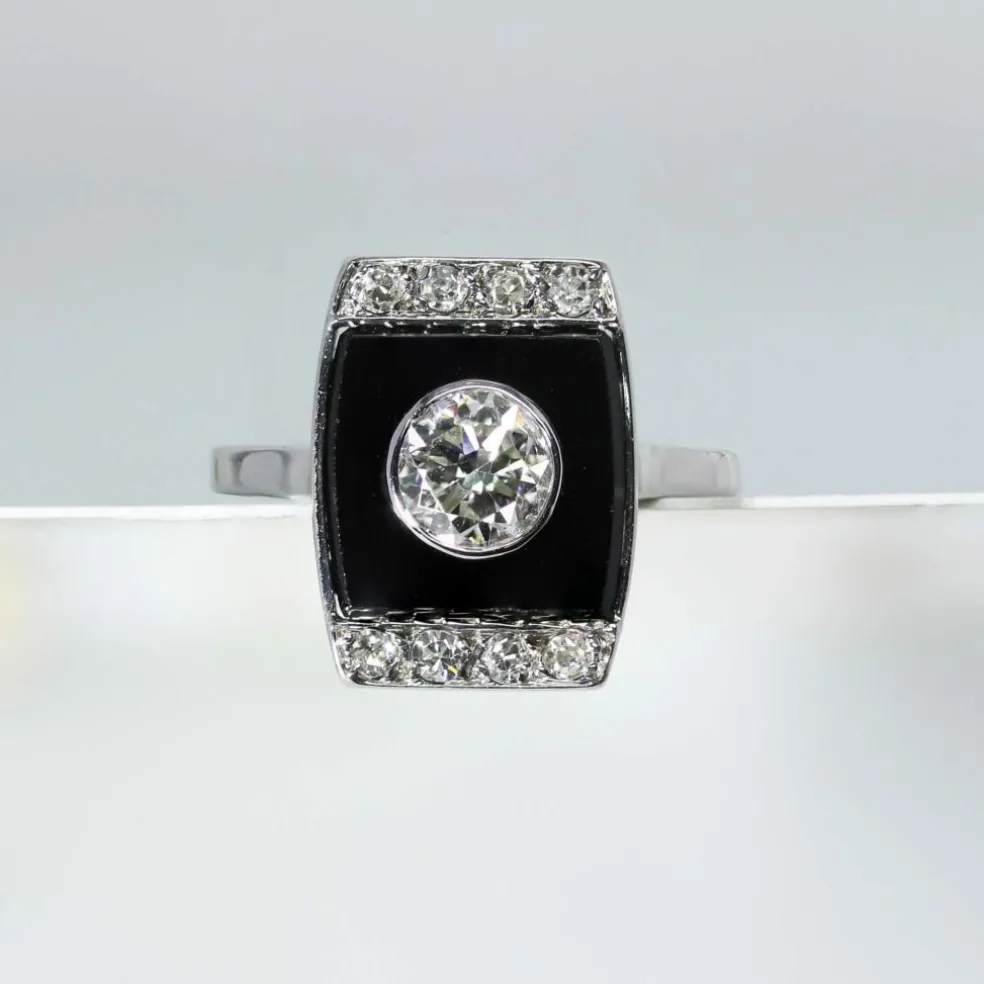 Bague Art Déco diamants et onyx