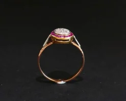 Bague Art Déco Diamants Et Rubis Calibrés, Or