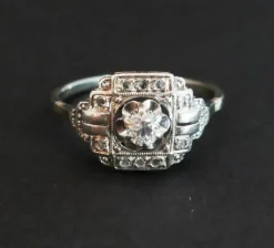 Bague Art Déco Diamants, Monture Or Et Platine