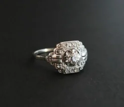 Bague Art Déco Diamants, Monture Or Et Platine