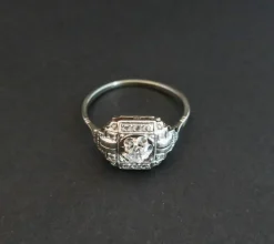 Bague Art Déco Diamants, Monture Or Et Platine