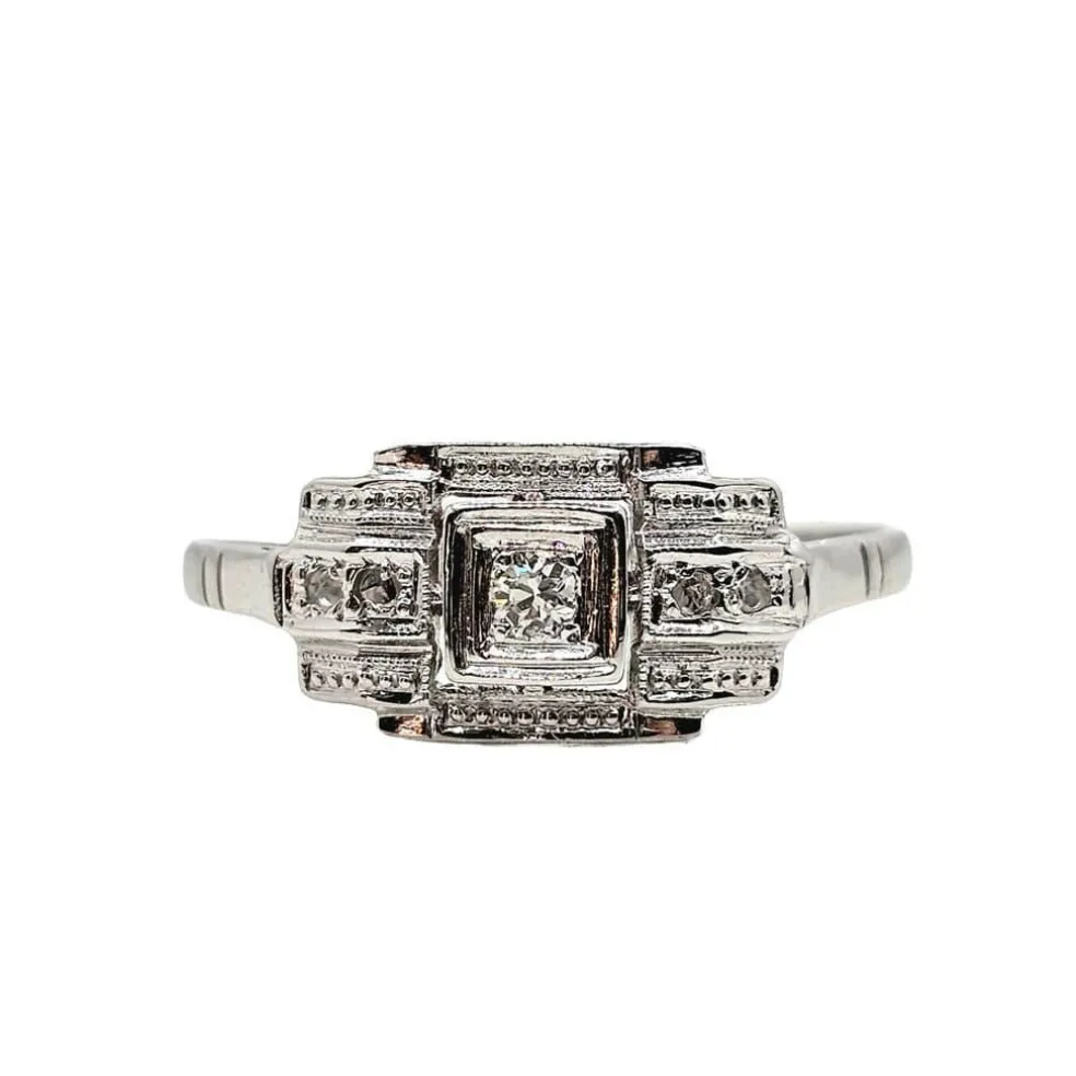 Bague Art Déco Diamants Or Blanc et Platine