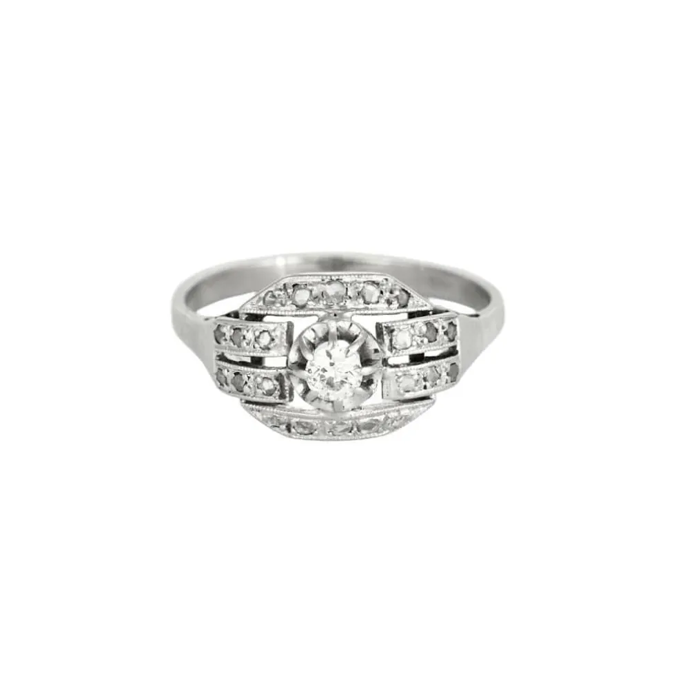 Bague Art Déco diamants or blanc et platine