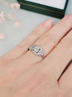 Bague Art Déco Diamants Or Blanc et Platine