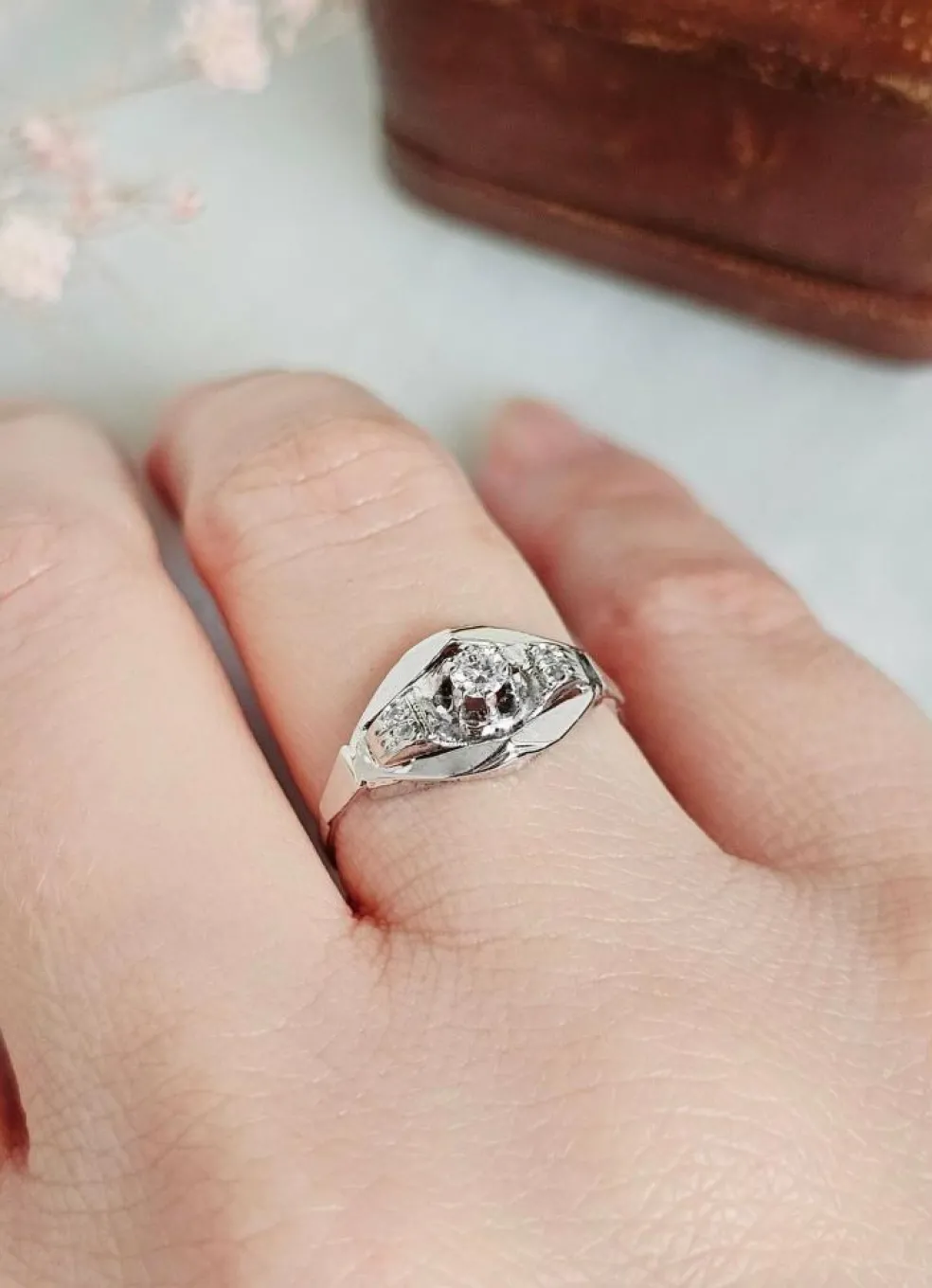 Bague Art Déco Diamants Or blanc