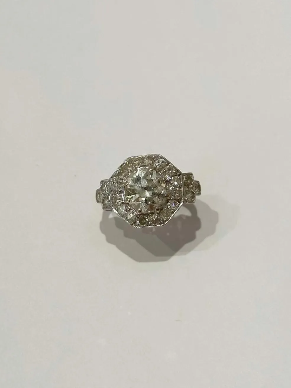 Bague art déco diamants or et platine
