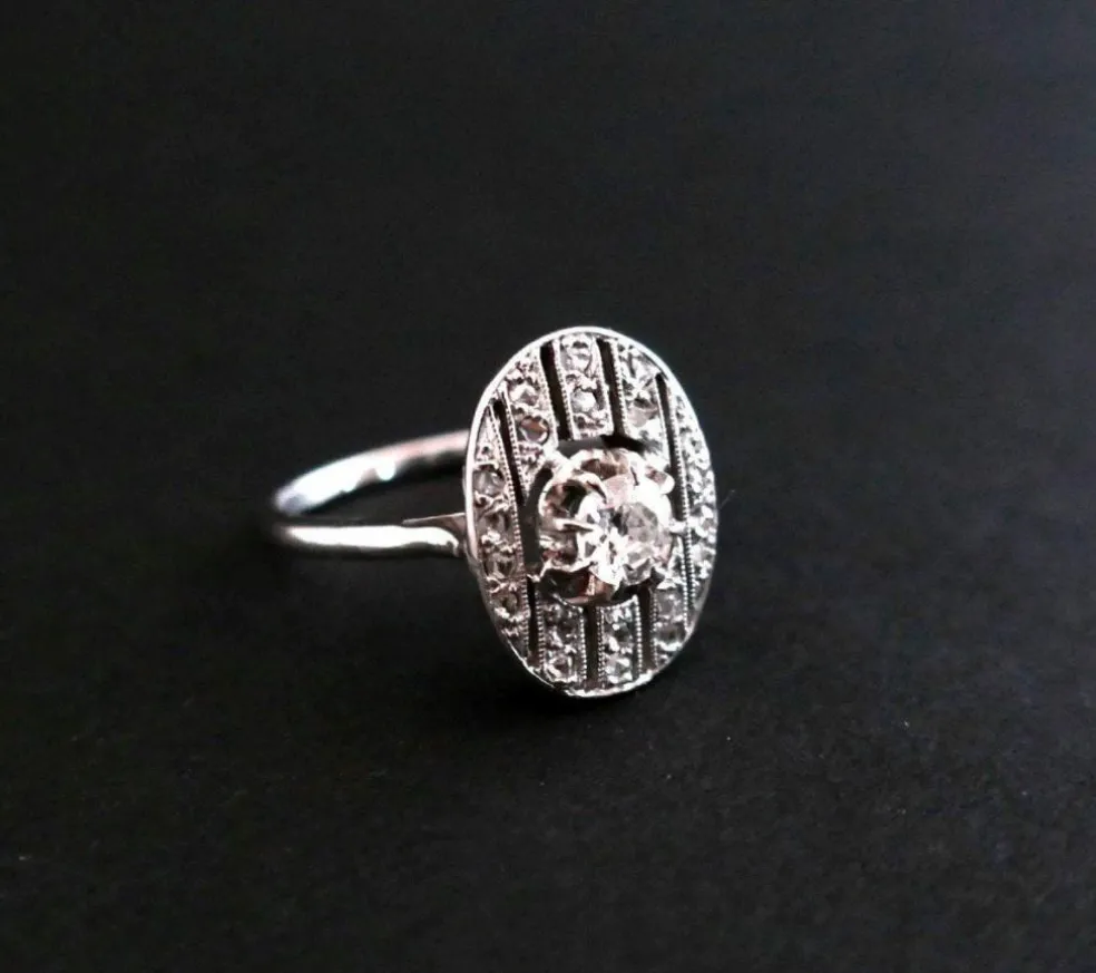 Bague Art Déco Diamants, Or Blanc
