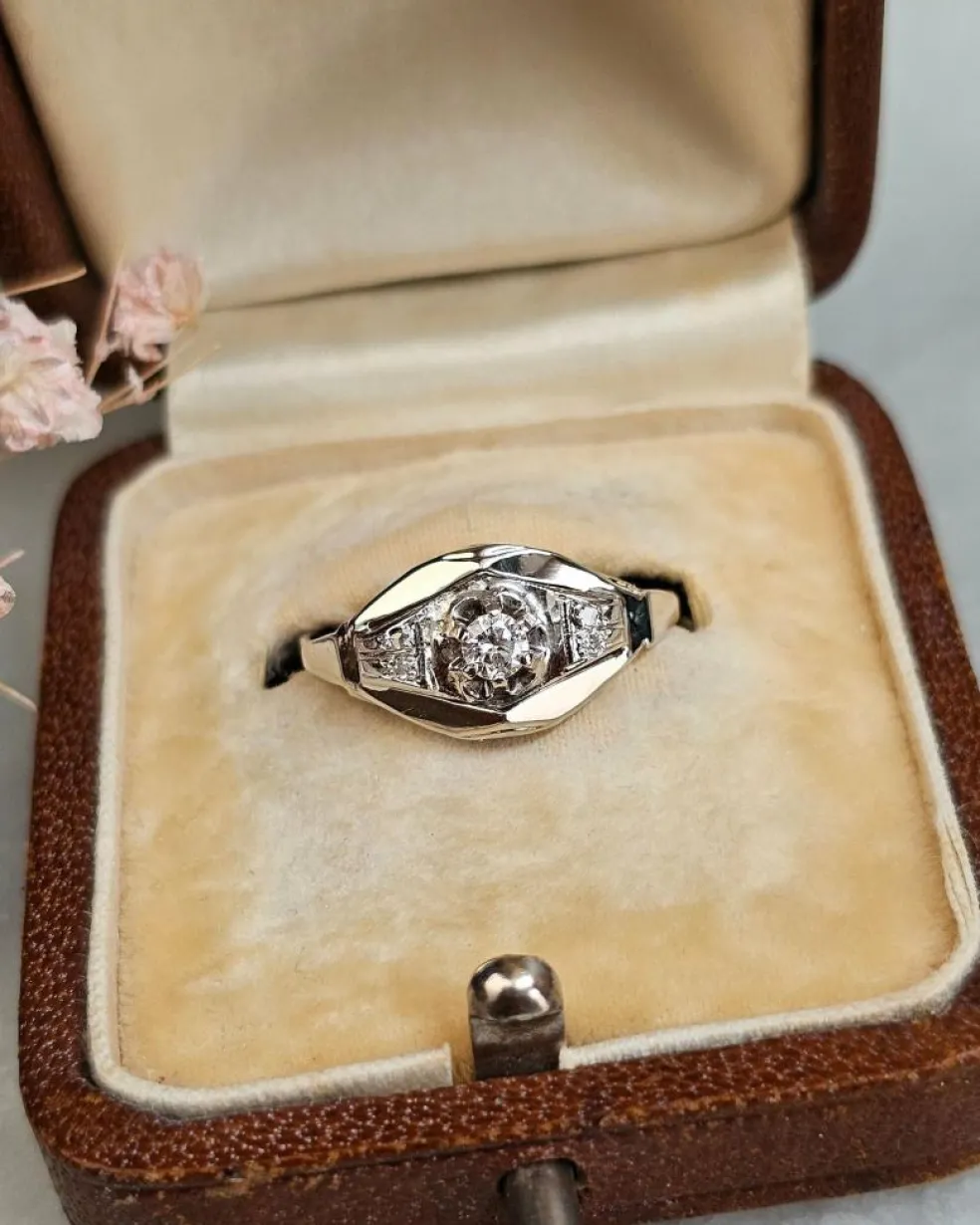 Bague Art Déco Diamants Or blanc