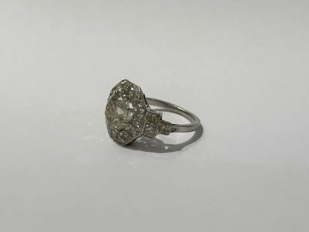 Bague art déco diamants or et platine