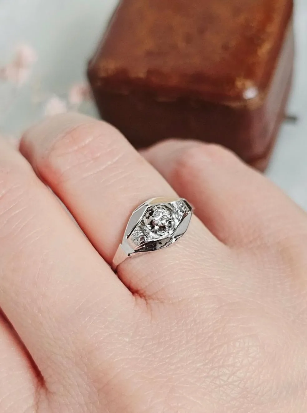 Bague Art Déco Diamants Or blanc