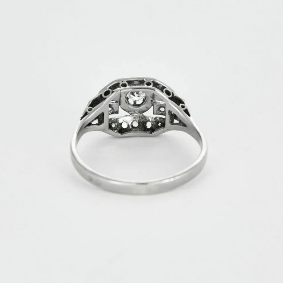 Bague Art Déco diamants or blanc et platine