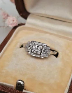 Bague Art Déco Diamants Or Blanc et Platine