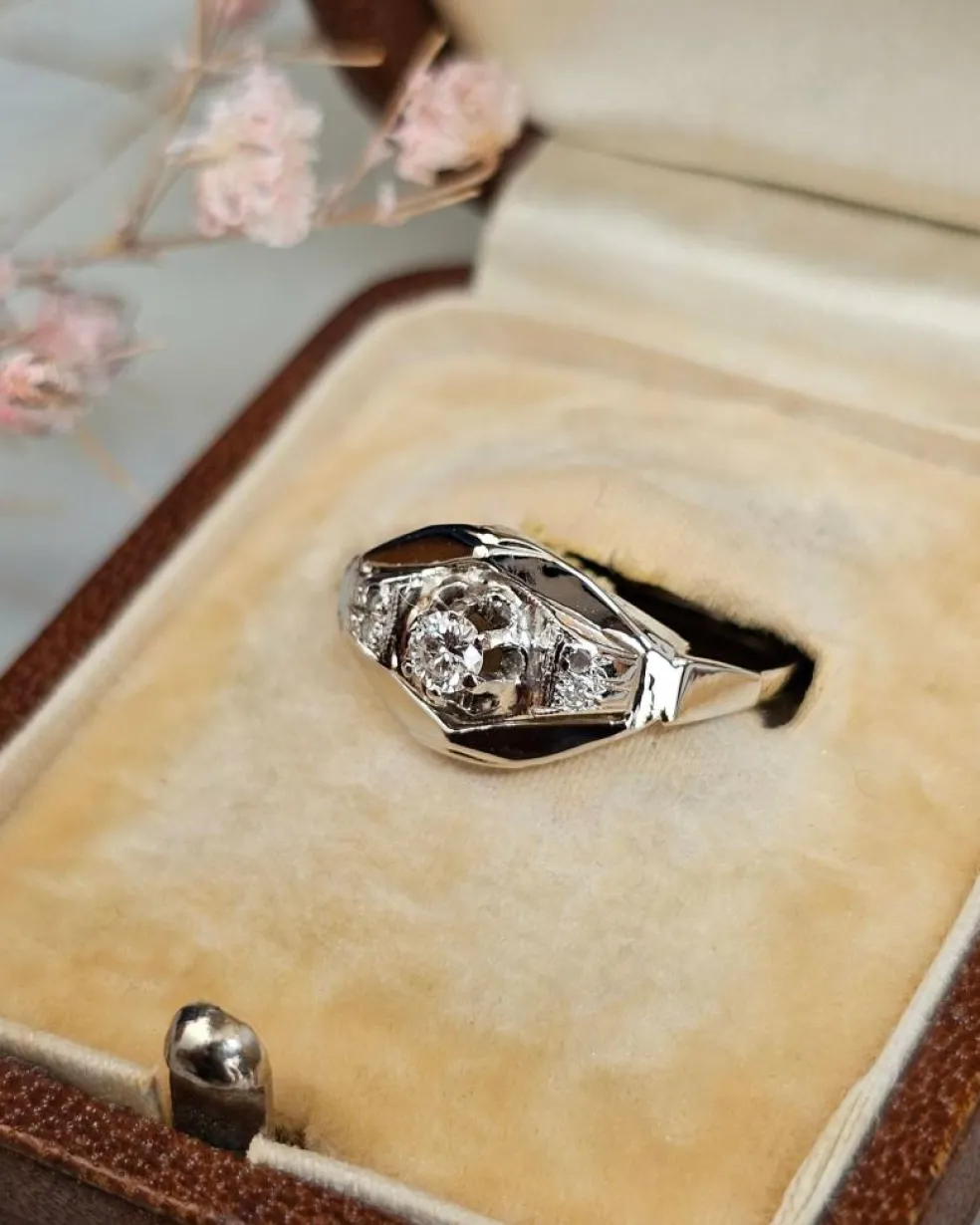 Bague Art Déco Diamants Or blanc