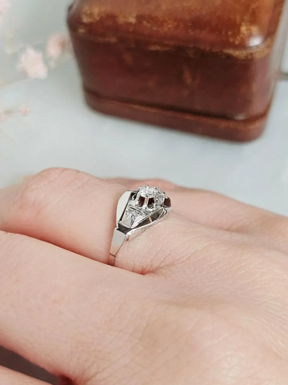 Bague Art Déco Diamants Or blanc