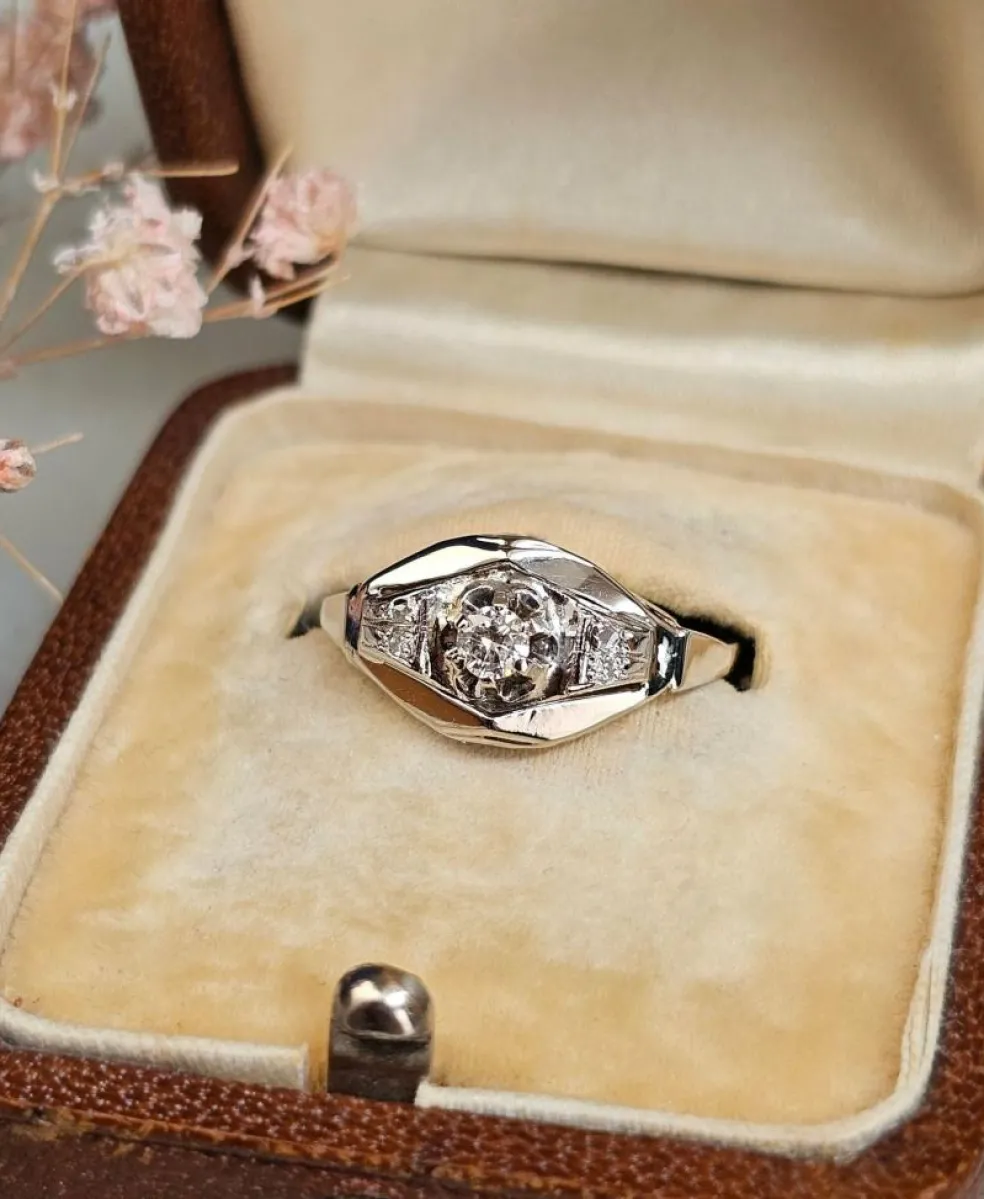 Bague Art Déco Diamants Or blanc