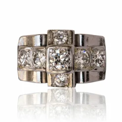 Bague art déco diamants platine