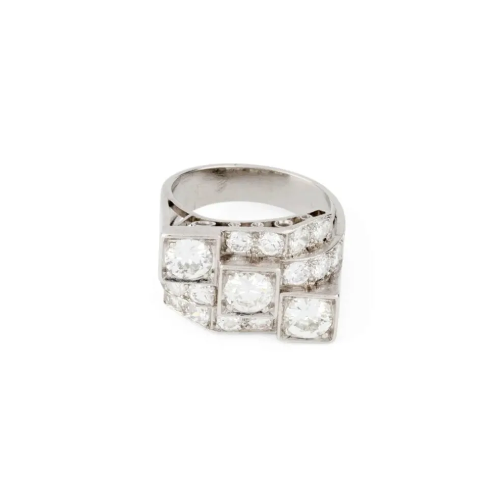 Bague Art Déco Diamants Platine