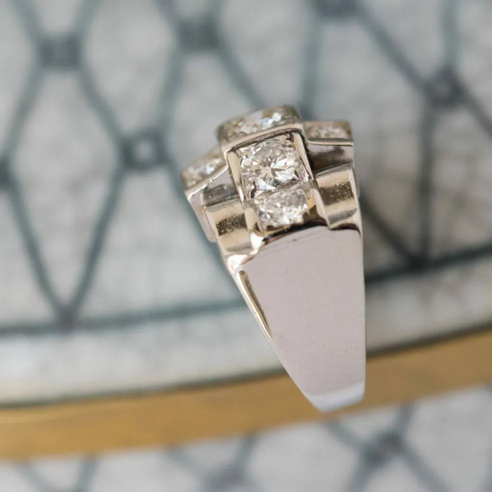 Bague art déco diamants platine