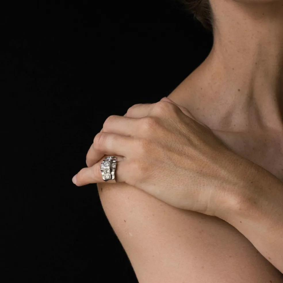 Bague art déco diamants platine