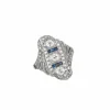 Bague Art Déco Diamants Saphirs Calibrés