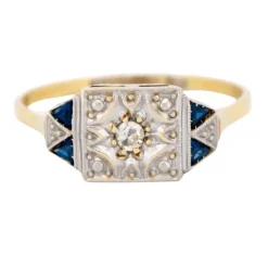 Bague Art Déco Diamants Saphirs