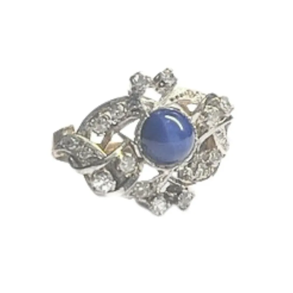 Bague Art Déco diamants saphirs synthétiques