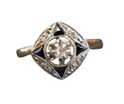 Bague Art déco, diamants, saphirs