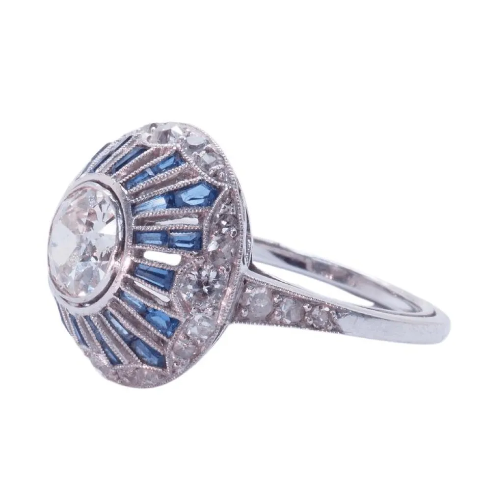 bague art déco diamants saphirs