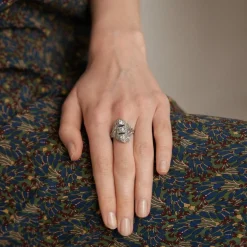 Bague Art Déco Diamants Saphirs Calibrés