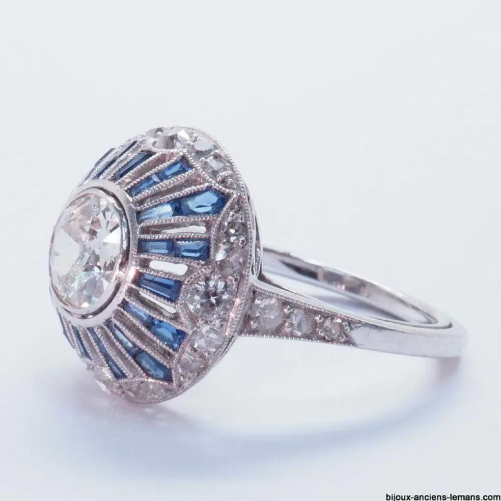 bague art déco diamants saphirs