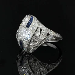 Bague art déco diamants saphirs calibrés