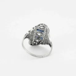 Bague Art Déco Diamants Saphirs Calibrés